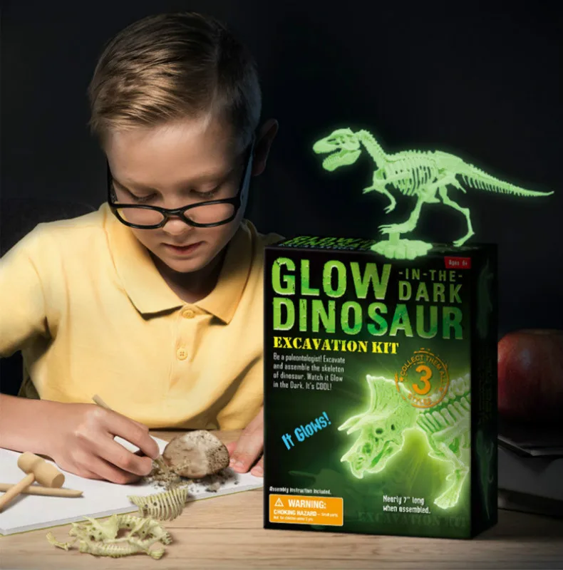 Светящийся скелет динозавра игрушки для сборки детские развивающие динозавр