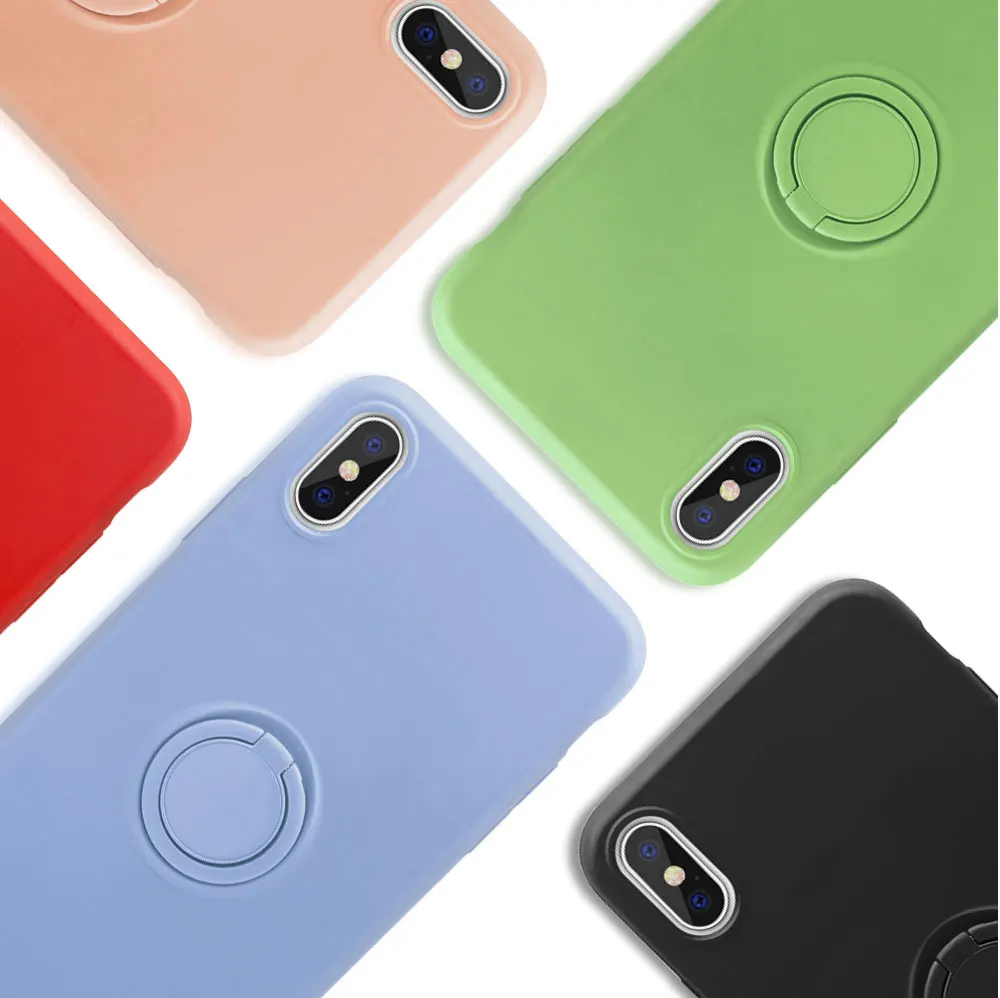 Для iPhone XR чехол силиконовый жидкий силиконовый чехол с кольцом-держателем противоударный чехол для телефона для iPhone X XS Max 8 Plus 7 6 6S 8 Plus 11 Pro 7plus подставка для пальцев аксессуары