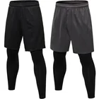 2 шт., мужские спортивные штаны для бега + топы для фитнеса, Осенние быстросохнущие узкие штаны, штаны, спортивные штаны, эластичные мужские спортивные костюмы