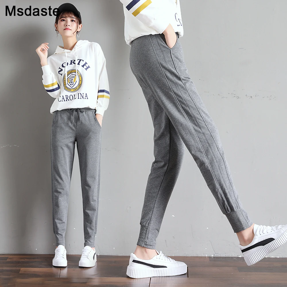 

Спортивные штаны для женщин, эластичная талия с кулиской, женские брюки, уличная одежда, женские штаны с карманами и поясом, новые женские шт...