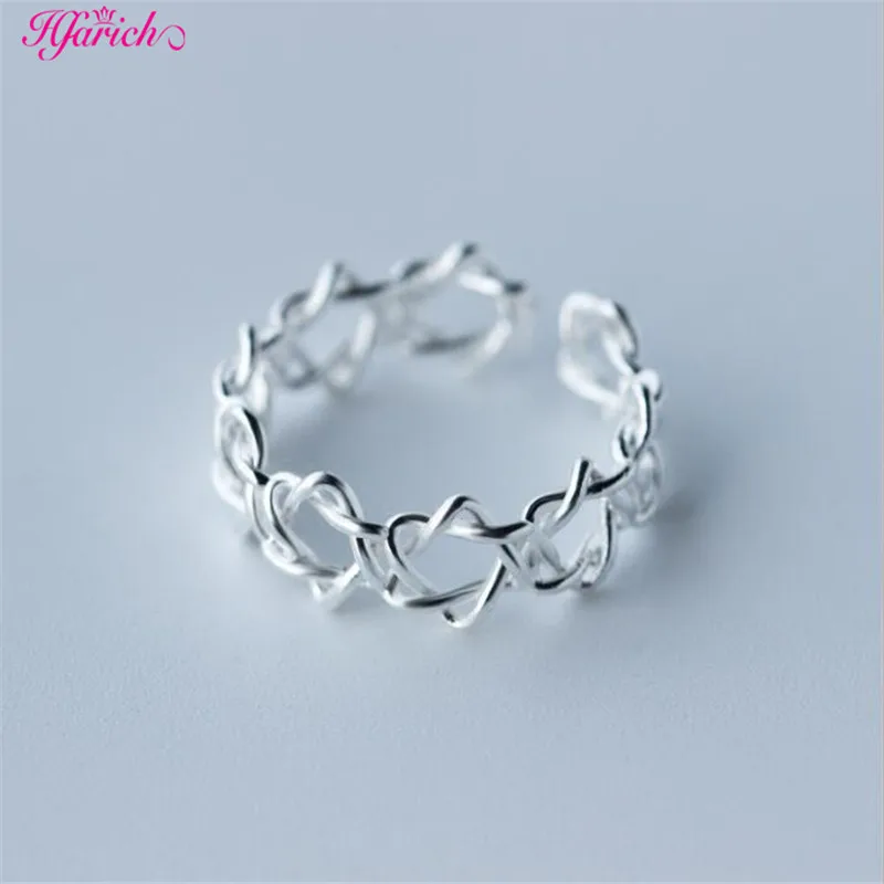 HFARICH Серебряный цвет Связанные звезды Регулируемые кольца для женщин Открытое гексагональное кольцо для пальца Ювелирные изделия для пар Любовники Красивый подарок.