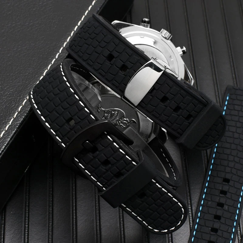 Силиконовый Спортивный Ремешок Для Часов Унисекс Черный Оранжевый Резиновый