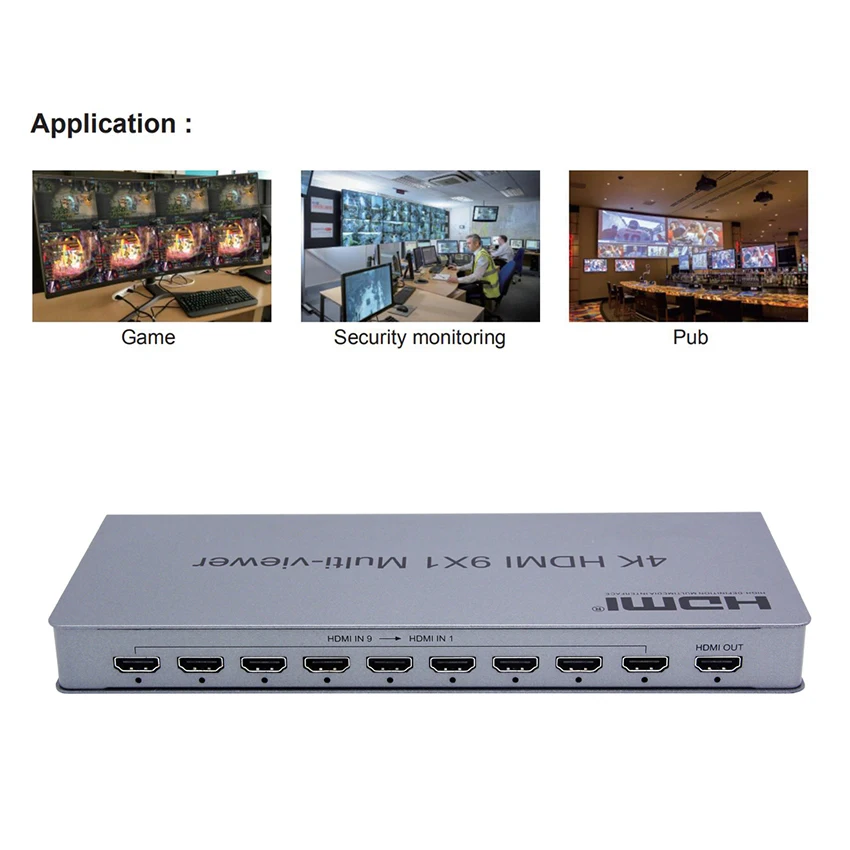 4K 30Hz HDMI 9X1 мульти-просмотр в режиме реального времени мультипросмотра 9 в 1 выход с HDMI бесшовный переключатель функция ИК-пульт дистанционного управления