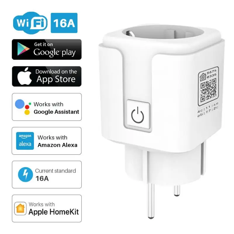 

5pcs Tuya WiFi EU Smart Plug 16A 220V Adapter Wireless Remote Voice Control Timer Socket Works for HomeKit Alexa Google Home