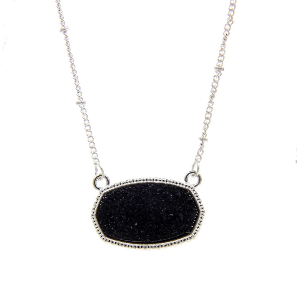 Смола овальная Druzy Drusy подвеска-шестиугольник ожерелье Чокер Заявление ожерелья