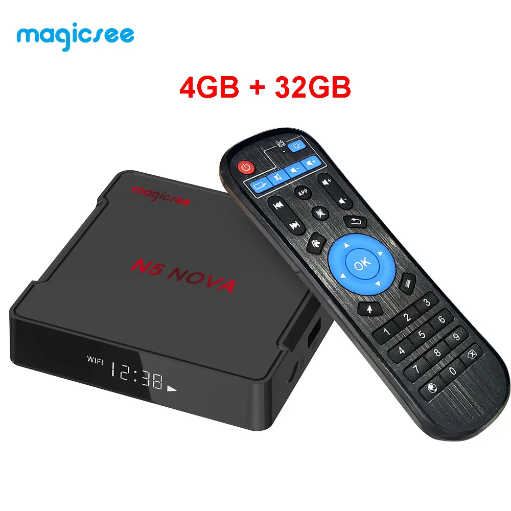 Magicsee N5 NOVA 4 Гб 64 Гб RK3318 четырехъядерный Android 9,0 Tv Box 2,4G 5G Wifi BT4.0 смарт-приставка 4K H.264 N5 MAX медиаплеер - Цвет: 4GB32GB