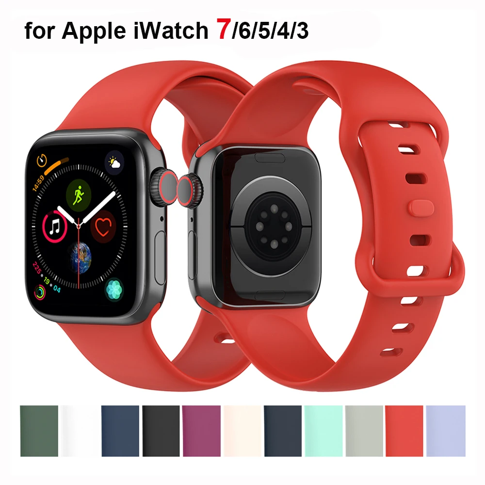 

41mm 45mm Watchband for Apple Watch Band 7 Watch Strap for iWatch Bands 40mm 42mm Series SE/6/5/4/3 Wristband 38mm 44mm TPU Soft
