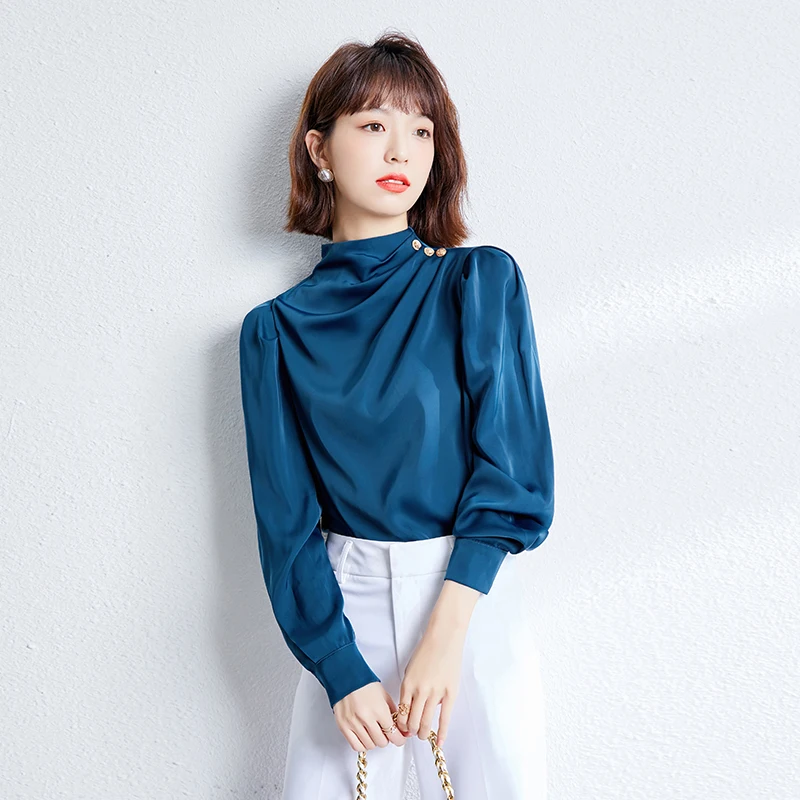 2021 Spring Summer Women Blouses Elegant Korean style Fashion Satin shirts Loose Chiffon Long sleeve female blusas Ladies tops