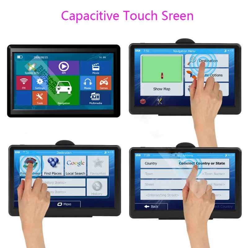 

XXFF Car Navigation Systems Voice Navigate Support multi-Languages 256MBRAM Voice Guiding Live Traffic FM Transmission