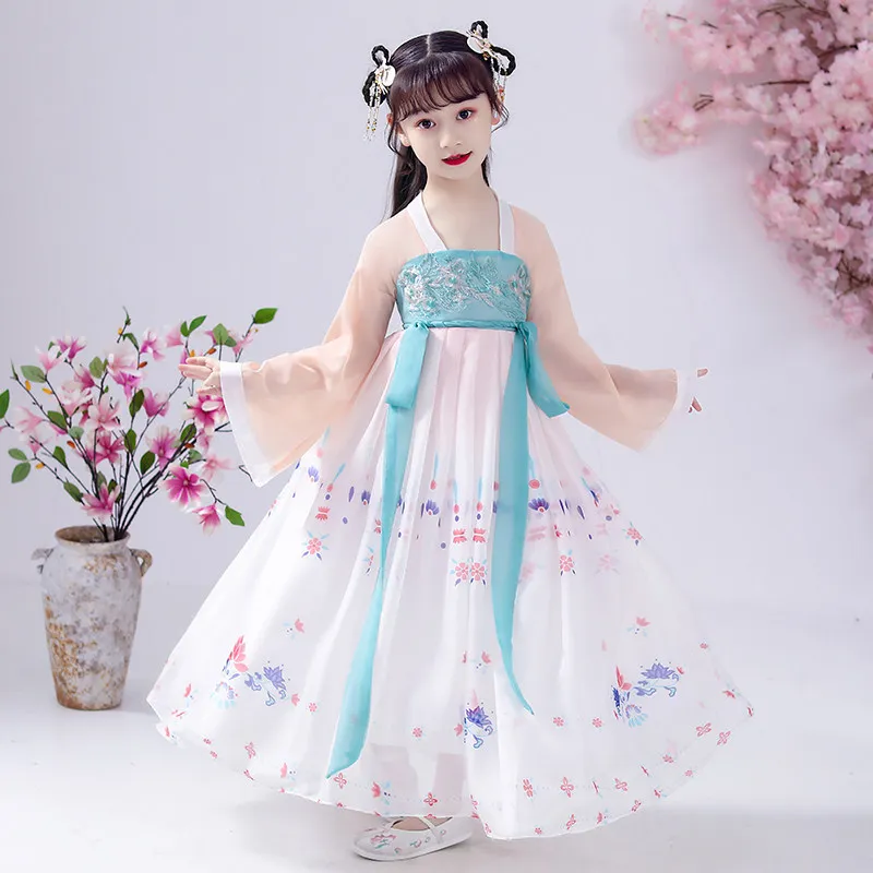 Детский костюм Тан старинный летнее платье ханьфу для девочек сказочное