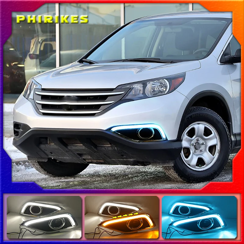 

For Honda CR-V CRV 2012 2013 2014 Waterproof 12V Yellow Turn Signal Indicator Light Bumper LED DRL LED Daytime Running Light