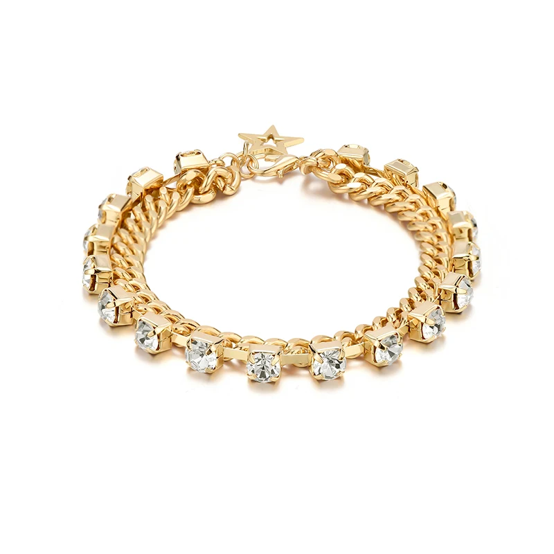 5 мм медный Роло цепи Звездный браслет с AAA кубического циркония теннисные