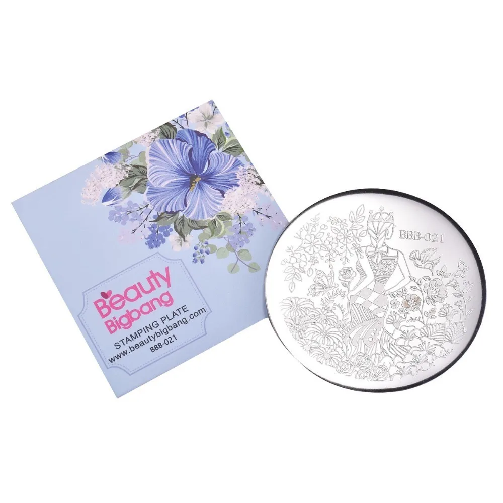 

BeautyBigBang 5.6*5.6 cm Circular Steel Stamping Beauty Flower Theme Pattern Stamping Stencil For Nail Polish Art