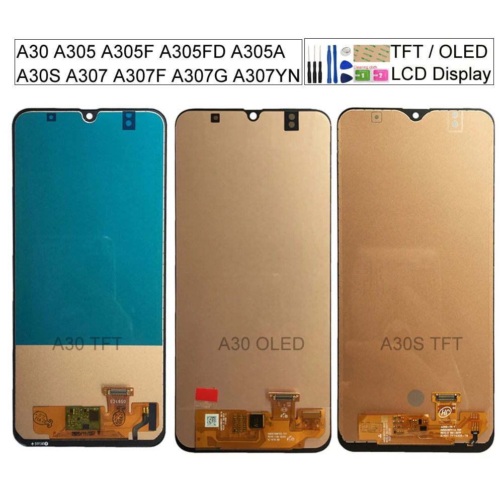 

ЖК-дисплей для Samsung Galaxy A30/A305/A305F/A305FD/A305A, сенсорный экран с дигитайзером в сборе для samsung A30S/A307/A307F/A307G
