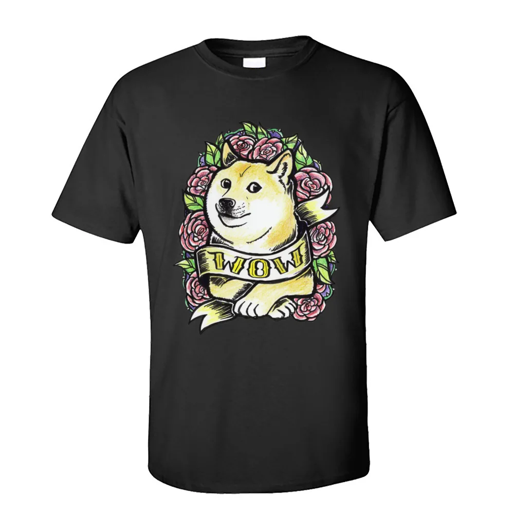 

Футболка Doge мужская с круглым вырезом, тенниска из хлопчатобумажной ткани с принтом татуировок, рубашка с короткими рукавами, Прямая поставка, лето/осень
