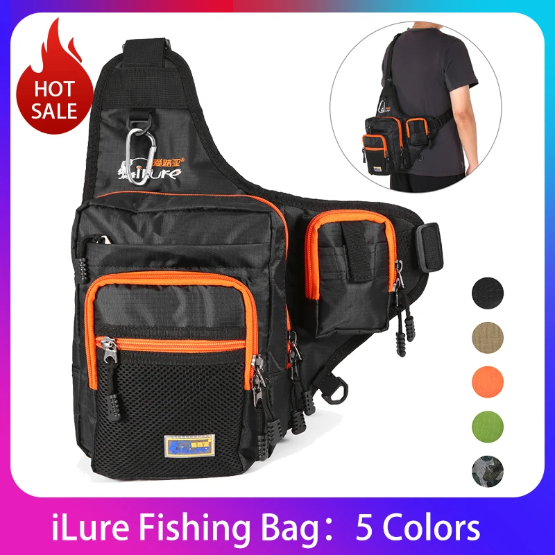 

ilure Fishing Bag Waterproof Canvas Fishing Rod Cover Bag Large Capacity Fishing Reel Lure Backpack Outdoor Shoulder Bags Box