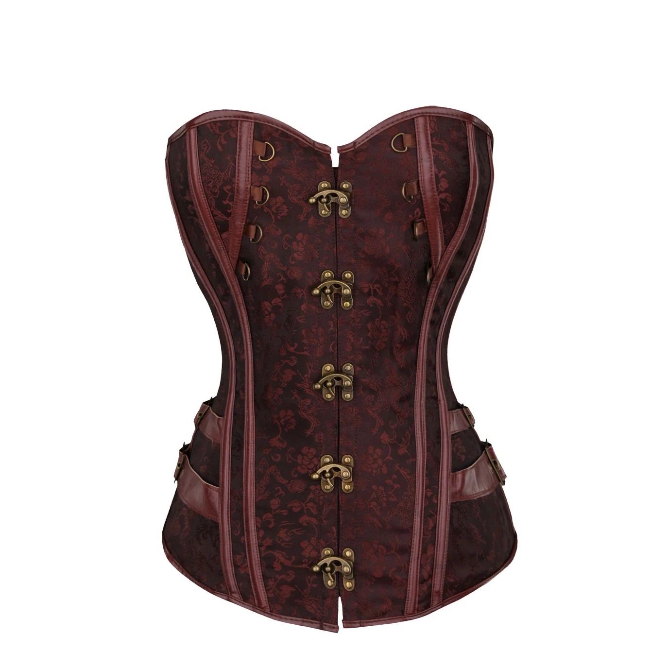 Women Sexy Gothic Retro Tiger Buckle Thin Waist Court Vest Rubber Bone Steampunk Corset Top Belly Black Body Shaper Plus Size