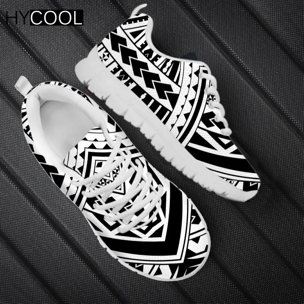 

HYCOOL New Style Women Men Sports Shoes Samoan Tribe Pattern Printing Ethnic Maori Design Lace Up Sneakers for Outdoor Work Shoe