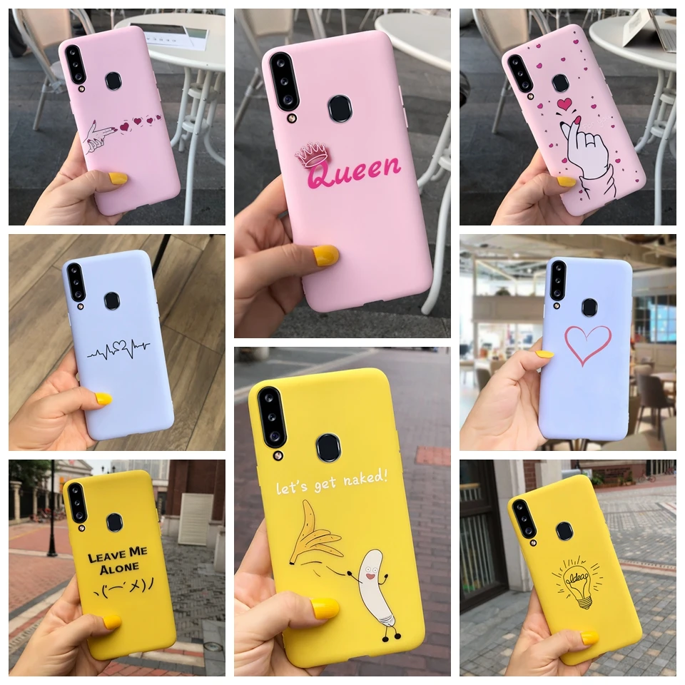 

For Samsung Galaxy A20s SM-A207F/DS Case Couples Cartoon Lovely Heart Painted Silicone Cover For Samsung A20s SM-A207M/DS 6.5"