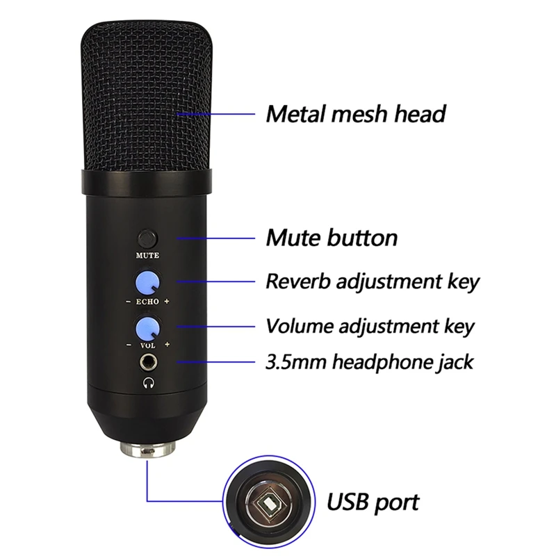 BM700 конденсаторный микрофон с стрелой USB для записи/подкастинга/игр