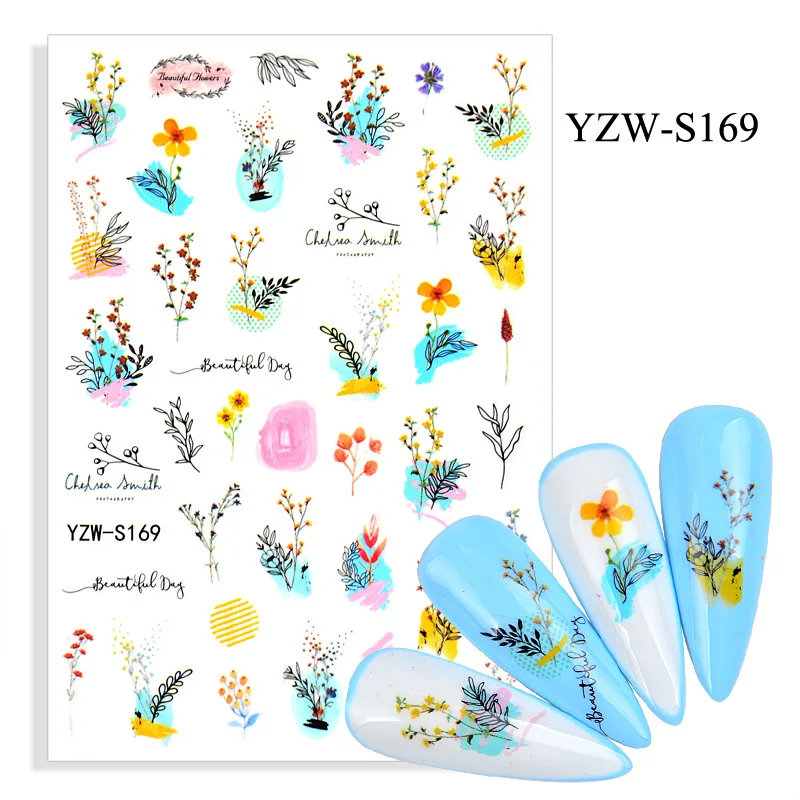 

Клейкие 3d наклейки для ногтей с маленькими растениями и цветами, фотофольга, милый дизайн, наклейки для ногтей, принадлежности для маникюра,...