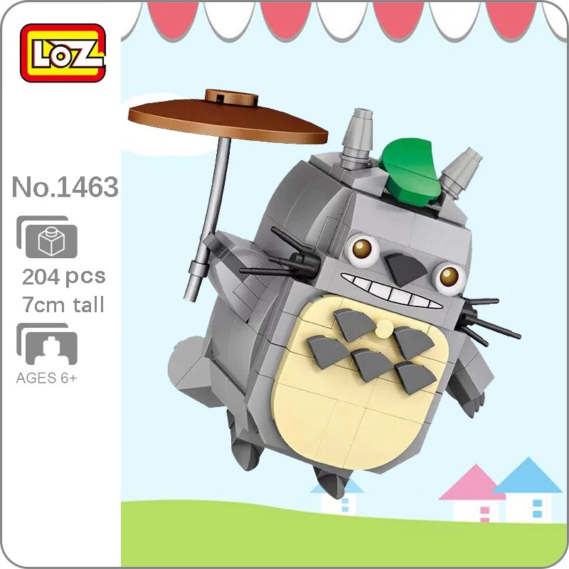 LOZ 1463 аниме Мой сосед Тоторо кошка животное Зонт 3D модель DIY мини блоки кирпичи