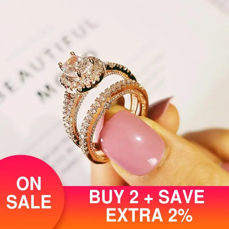 925 серебро цвета розового золота цвет обручальное кольцо набор овальной формы