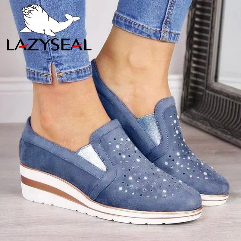 

Aphixta Women Shoes Crystal Casual Sneakers Woman Breathable Height Increasing Platform Sneakers Elastic Band Air Mesh Shoes
