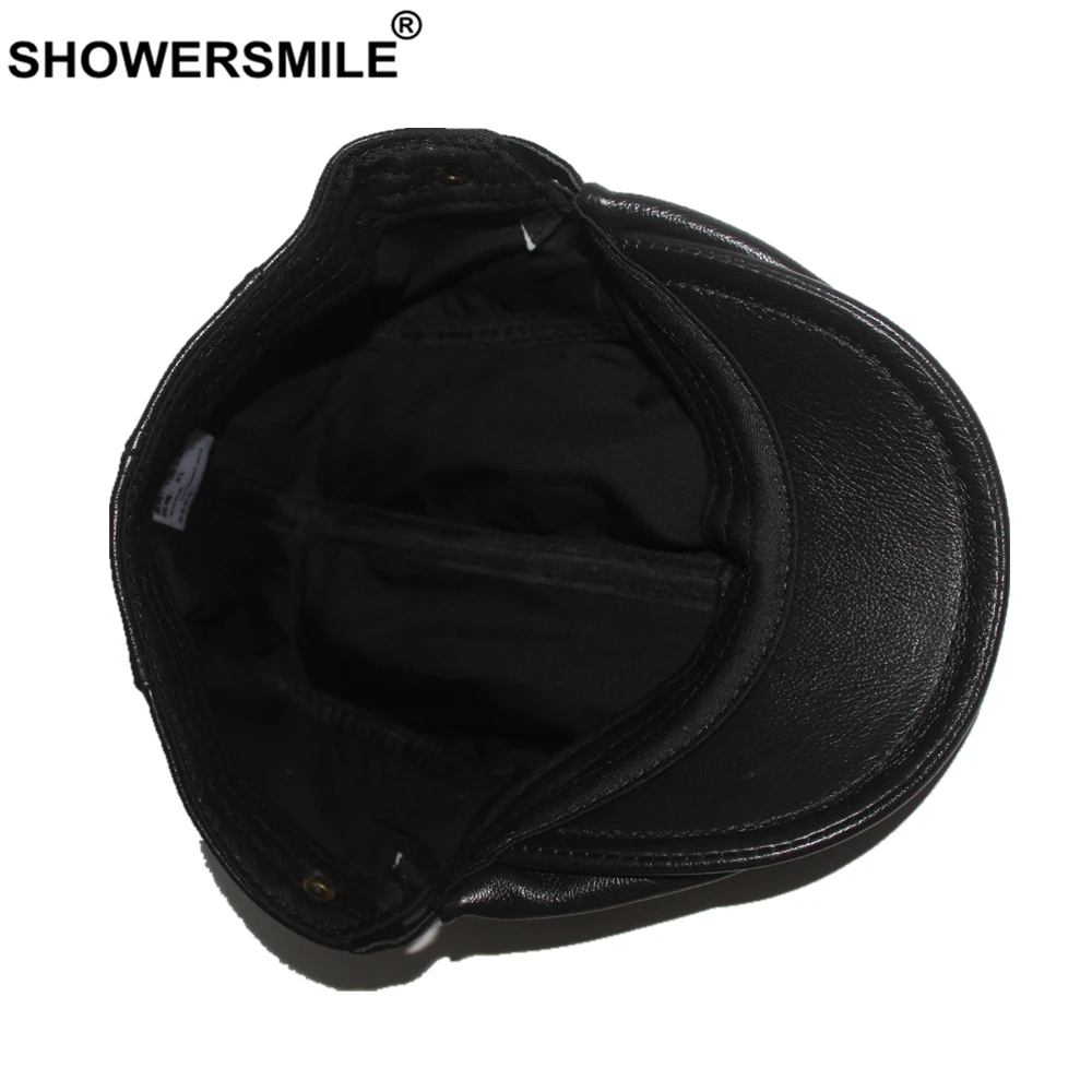 SHOWERSMILE, плоская кепка цвета хаки для мужчин и женщин, берет из натуральной кожи, одноцветная шапка из воловьей кожи для мужчин и женщин, зимняя Новинка, шапки из утконоса и плюща