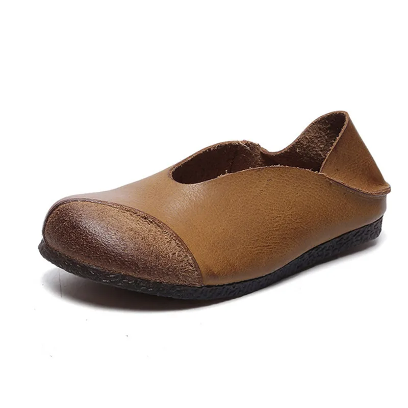 

Women's Shoes 2020 Spring New Genuine Leather Round Head Retro Fashion Casual Women's Shoes Comfortable Soft Bottom Flat Shoes