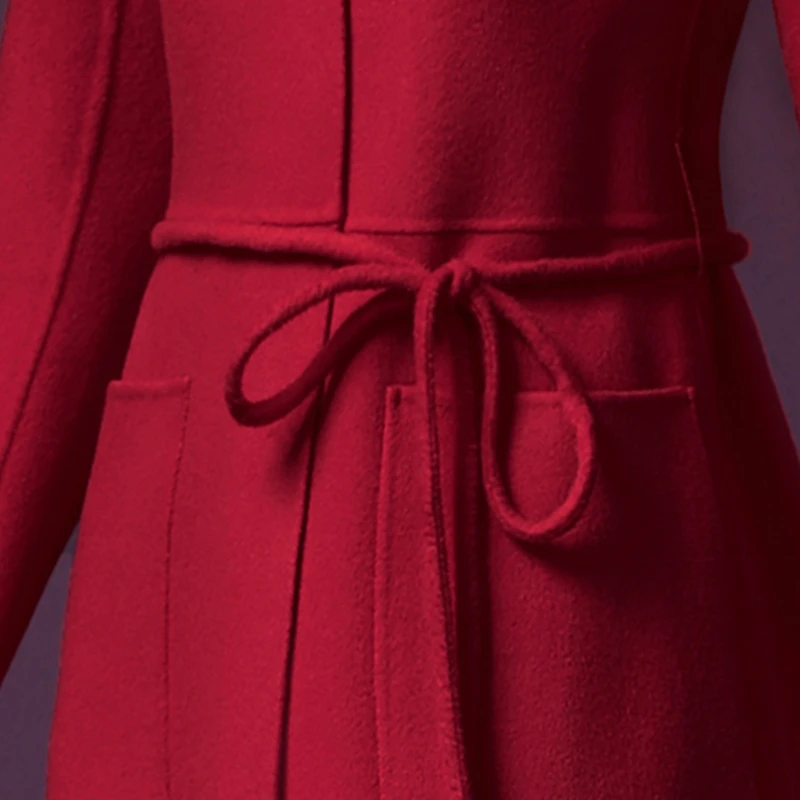 

New autumn and winter plus size women's clothing Chinese style handmade thick mid-length over-the-knee fleece wool coat coat