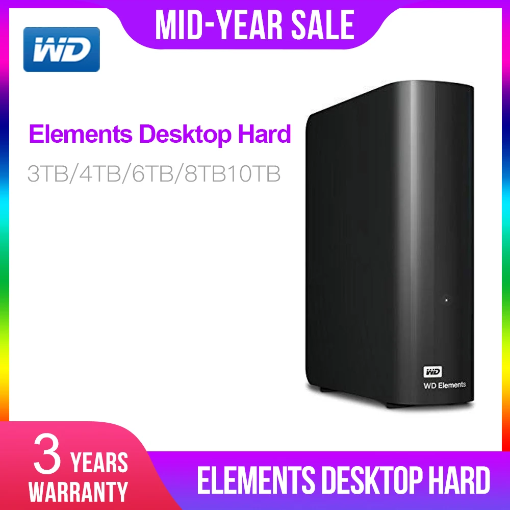 Western Digital 3 ТБ 4 ТБ 6 ТБ 8 ТБ 10 ТБ элементы настольного жесткого диска USB 3,0 disco duro externo 4 ТБ WDBWLG0080HBK-NESN