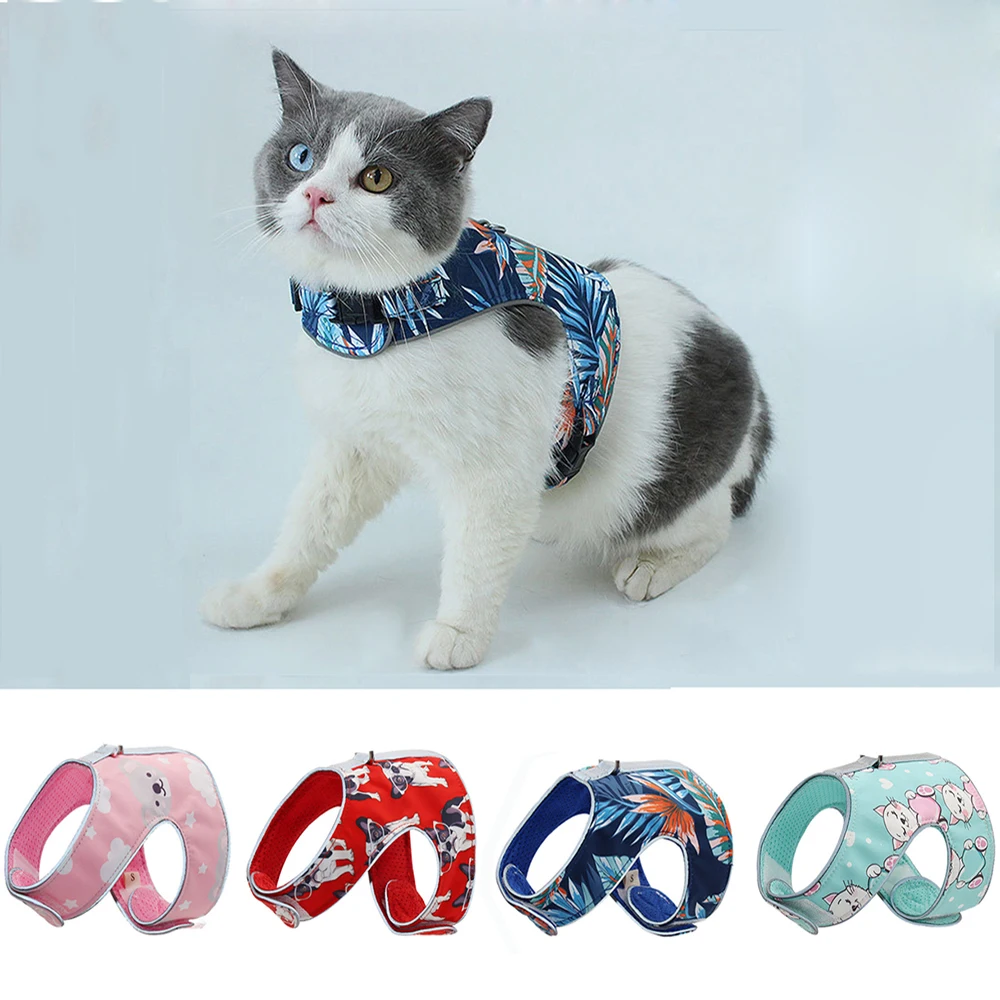 

New Cat Dog Harness And Leash Set Mascotas Polyester Reflective Cat Vest Walking Lightweight Escape Proof Harness Leash Set