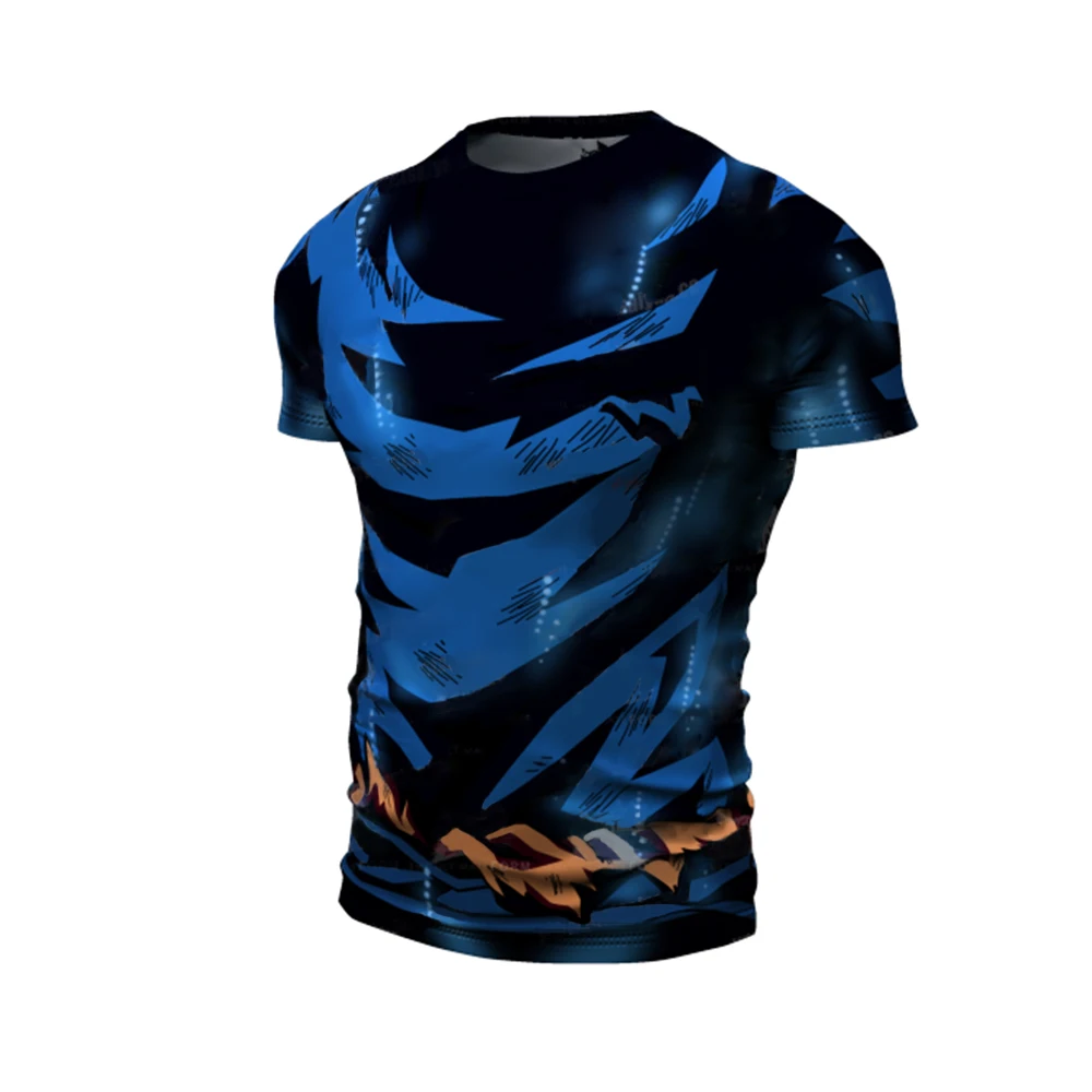 

2020 Summer New Cartoon 3D Printing Men's Short Sleeve Tops Royal Blue O-neck Fitness Running Sport Tee Shirt Quick Dry Jerseys