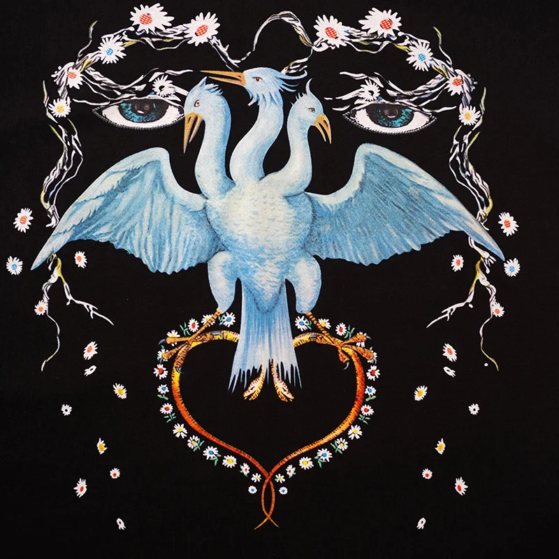 

2020 Men luxury New Heart Crane Bird flowers T Shirts T-Shirt Hip Hop Skateboard Parkour Street Cotton T-Shirts Tee Top N172