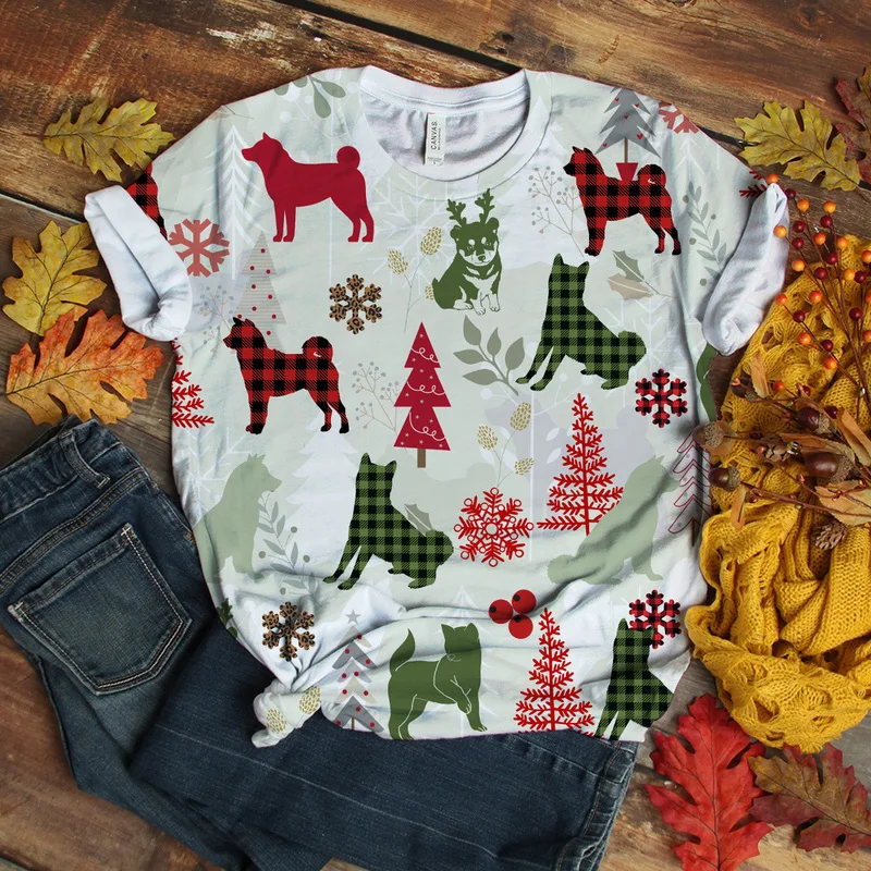 

Футболка Мужская/Женская хлопковая с 3D-принтом, цифровая уличная рубашка с короткими рукавами в стиле хип-хоп, с принтом собак, 2021