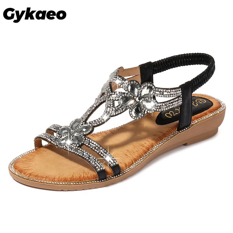 Gykaeo богемные стильные модные женские сандалии со стразами Вечерние туфли на