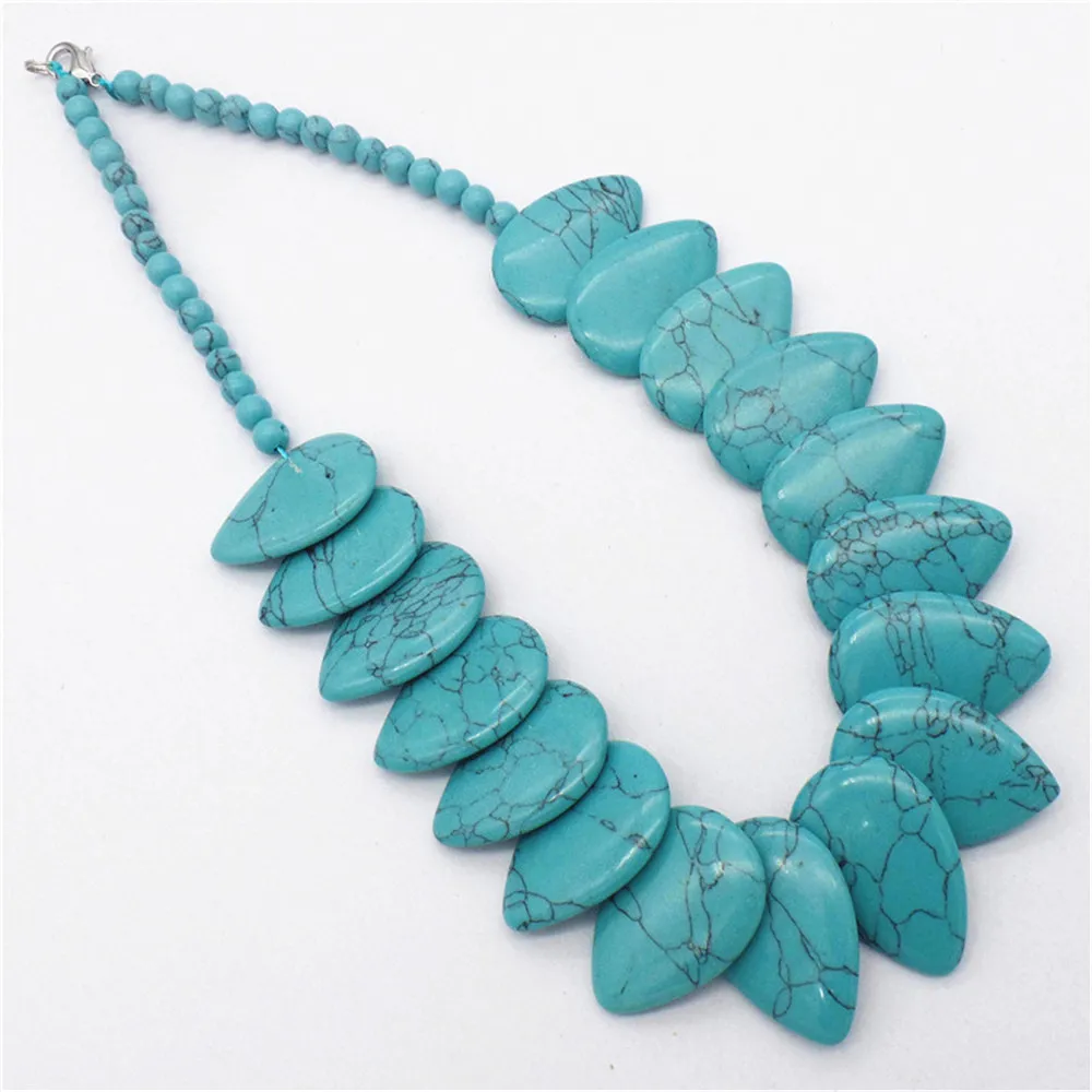 

1 Strand 31x22x6mm Wholesale Green Turquoise Teardrop Pendant Necklace Jewelry Ornaments 16.5inch S286