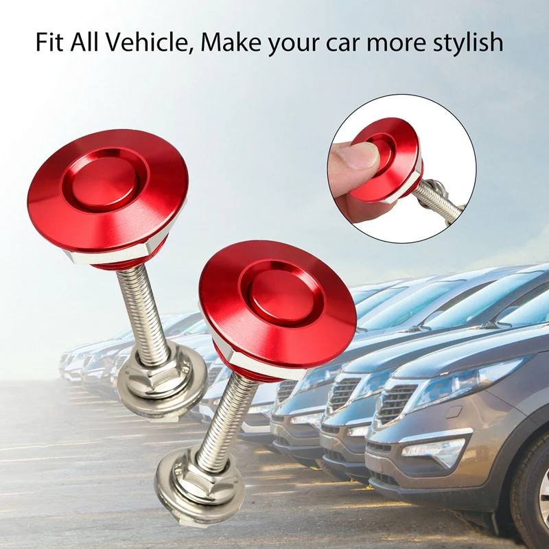 

4X Quick Release Push Hood Latch Button Car Pin Bonnet Lock Bumper Clip Latches