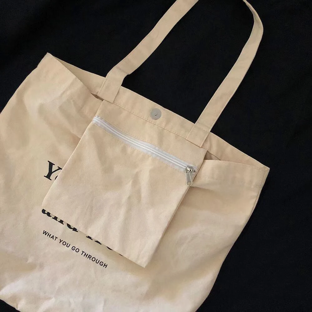 

Women Reusable tote shopping bags cotton canvas bag large-capacity canvas female Letter printing shoulder bags