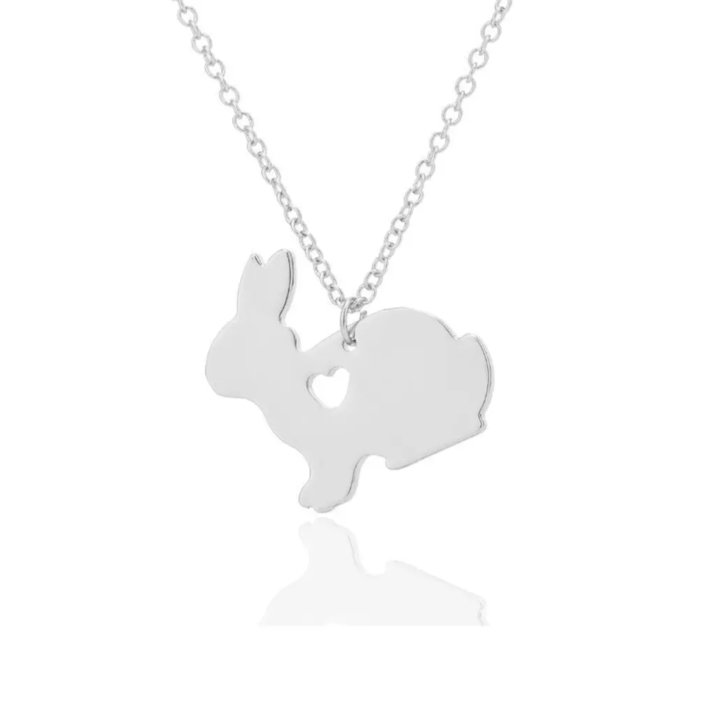

2021 Cross-border New Product Popular Animal Rabbit Necklace Charming Little Animal Little Girl Hollow Love Jewelry
