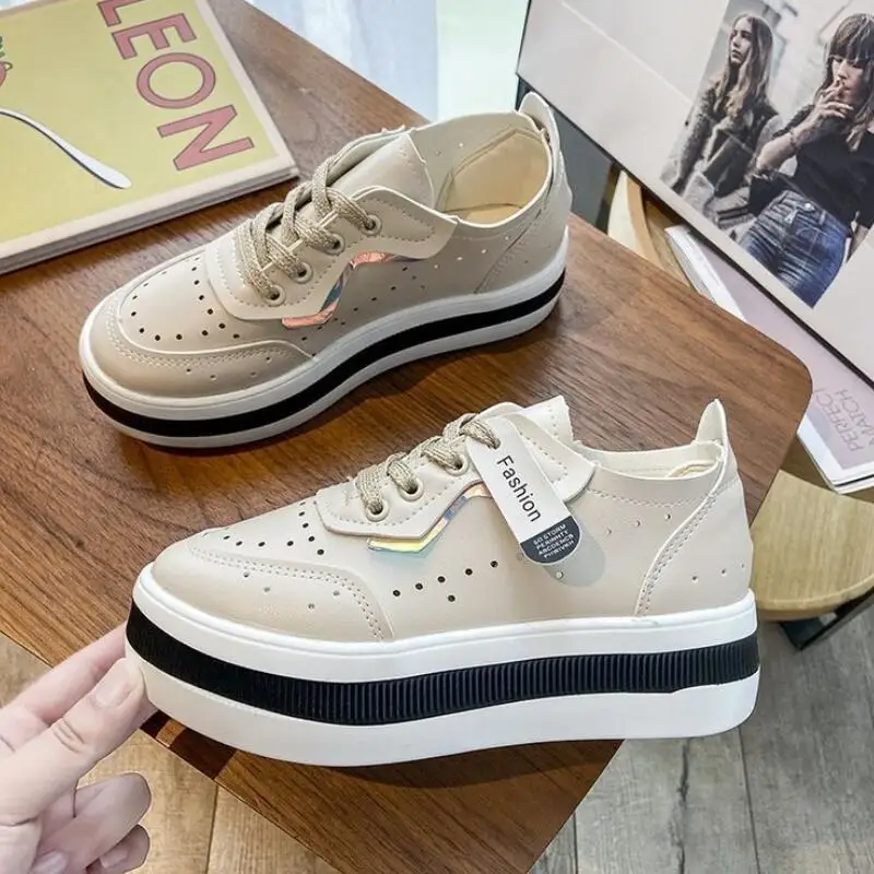 

Oxford Shoes Woman New Women Shoes Leather Lace Up Thick Heel Increased Flat Platform Loafers women Casual Shoes Plus Size