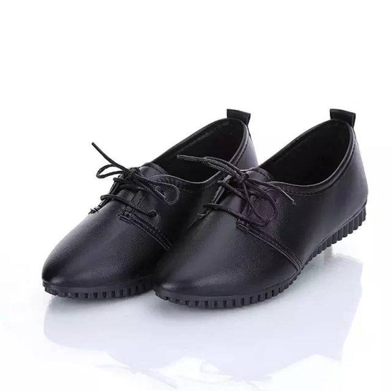 Женские Классические кожаные туфли на шнуровке Размеры 35 40|Обувь без каблука| |