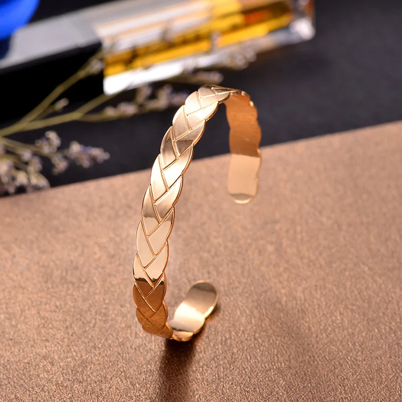 Корейская мода открытый металлический-медный c-веревочный браслет розовое