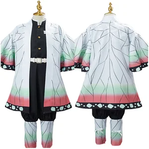 Anime Demon Slayer Kochou Shinobu Cosplay Costume Kids Children Uniform Outfit Halloween Carnival Suits