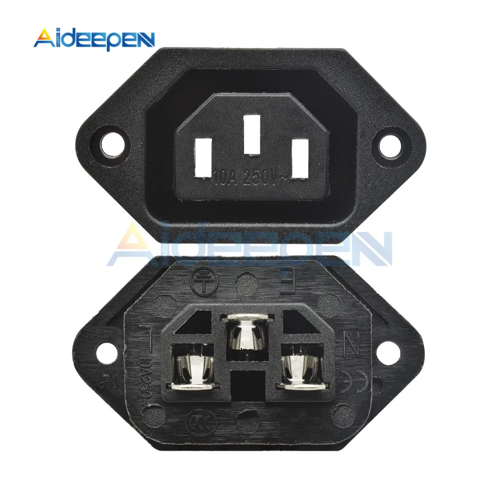 5 шт. AC-04 розетка переменного тока 250 В 10A IEC320 C14 разъём для настенного крепления Адаптер изолятор обернутый медный сердечник 3Pin винт фиксированная розетка