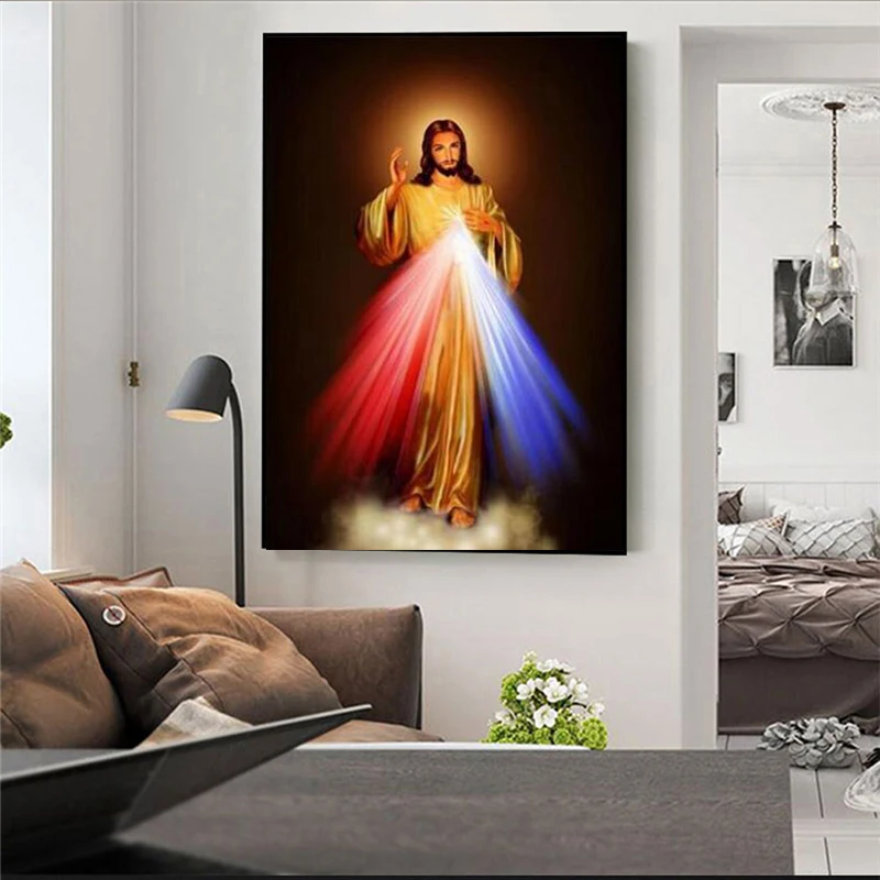 Современный холст Милая история Бога Иисуса христианское искусство картина