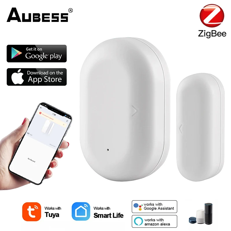 

Aubess Tuya Smart ZigBee Door Sensor Door Window Open / Closed Detectors Compatible With Alexa Google Home Tuya/Smart Life APP