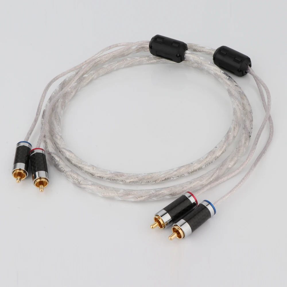 

Preffair Hi-End OFC Silver Plated HiFi RCA Cable 2RCA To 2RCA Male Plug Interconnector Cable Audio Extend Signal Line Aux Cable