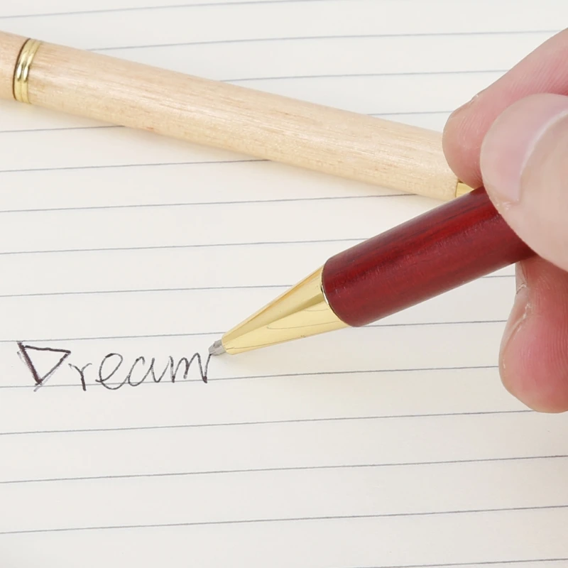 

Wood Metal Ballpoint Pen Black Ink School Student Stationary Office Writing Tool